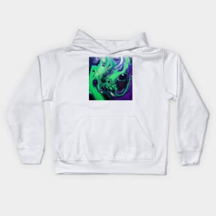 Emerald Vortex: The Dance of Color in Abstract Art Kids Hoodie